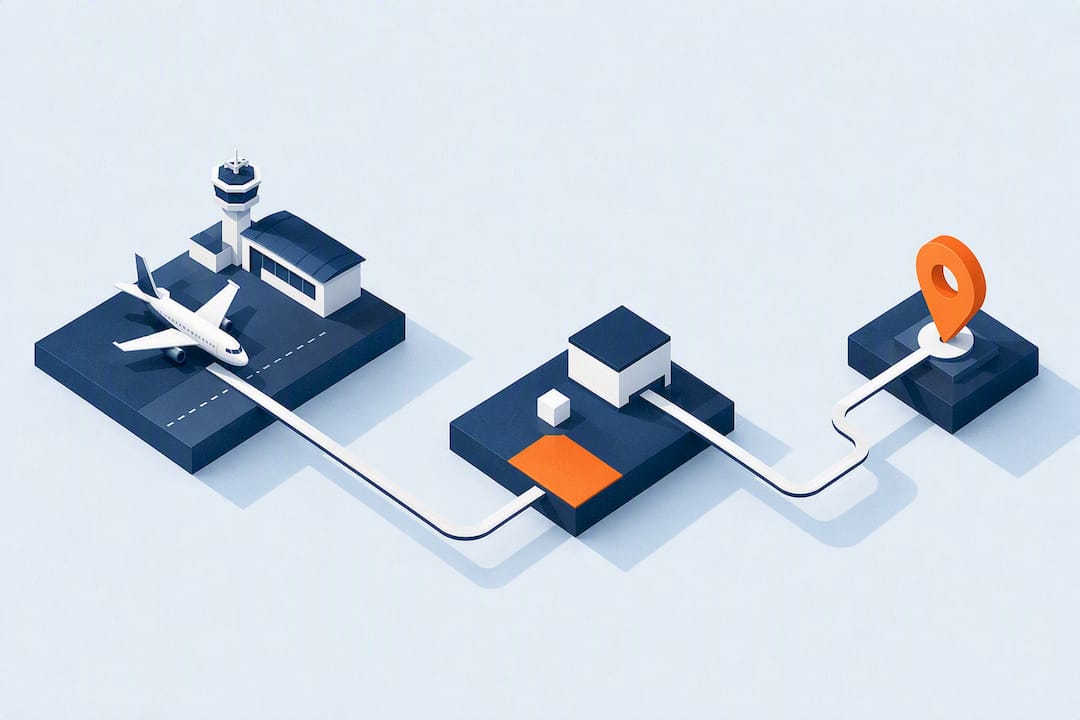 Geometric illustration of planned airport transfer