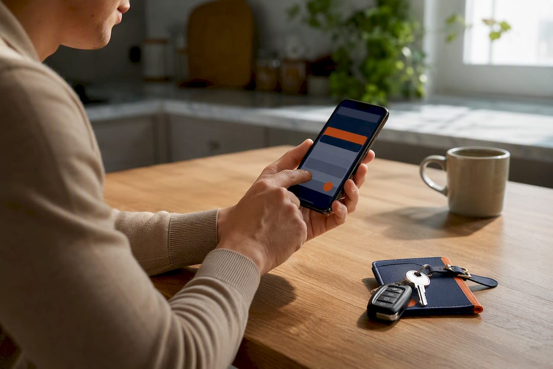 Traveler booking airport transfer on smartphone