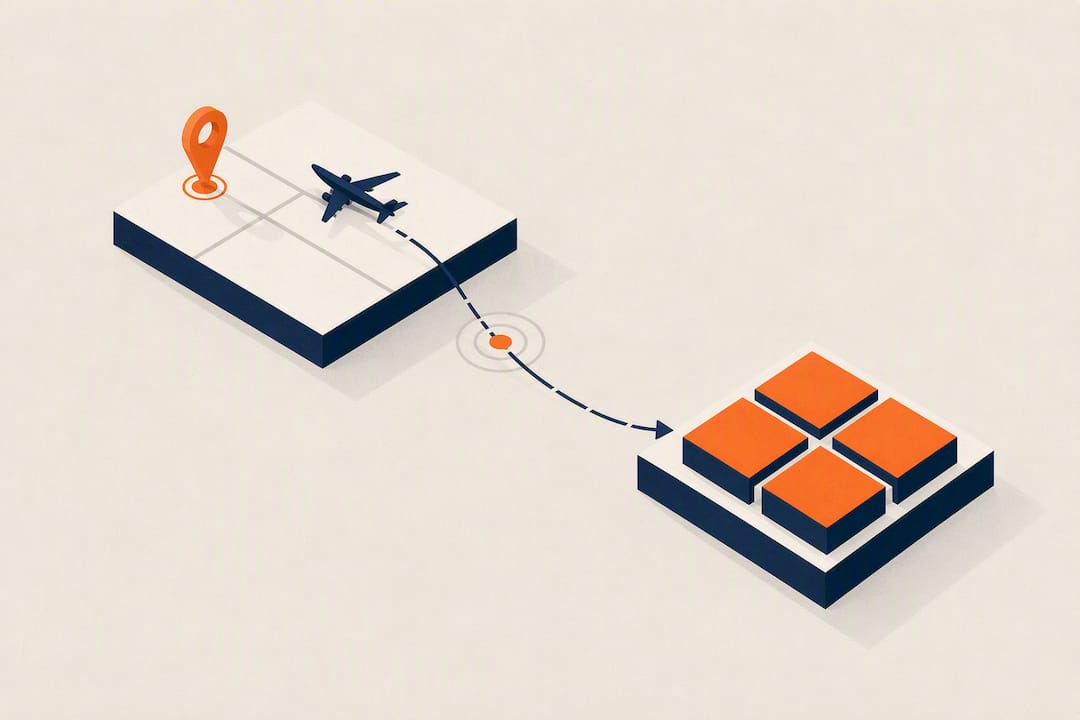 Isometric flight tracking and fixed fare illustration