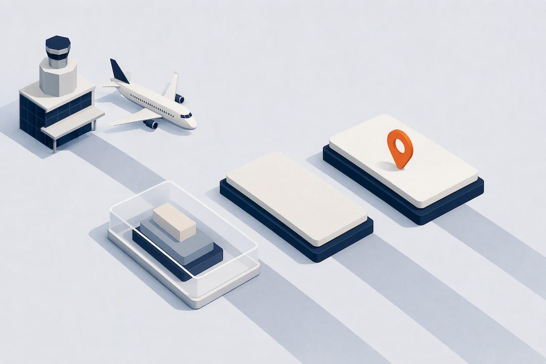 Isometric airport transfer price comparison graphic