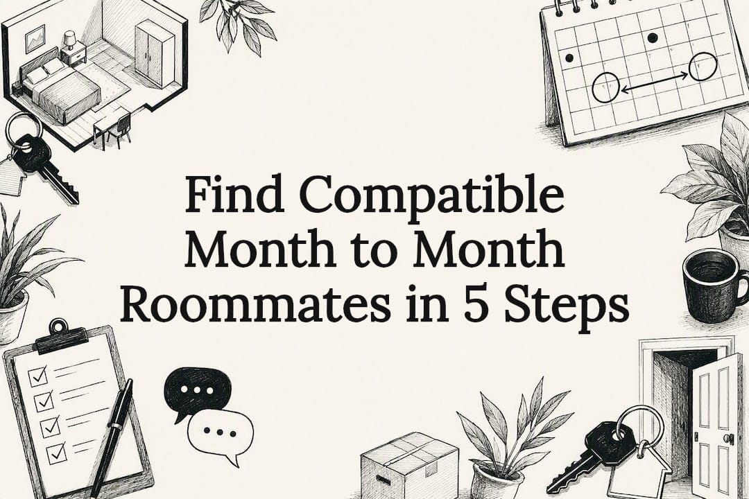 Decorative month-to-month roommate title card