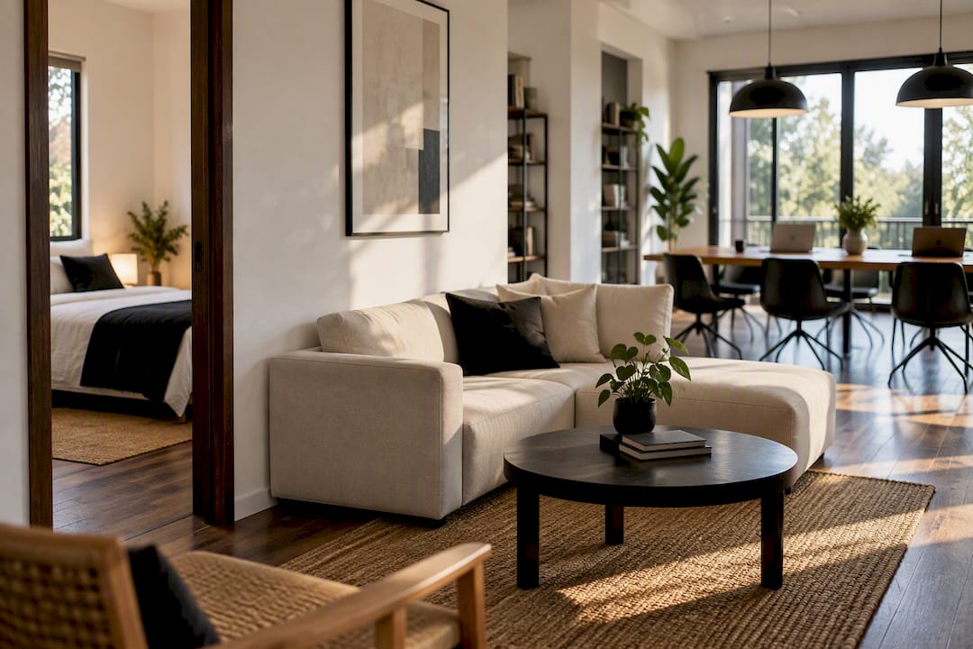 Modern coliving home with shared workspace