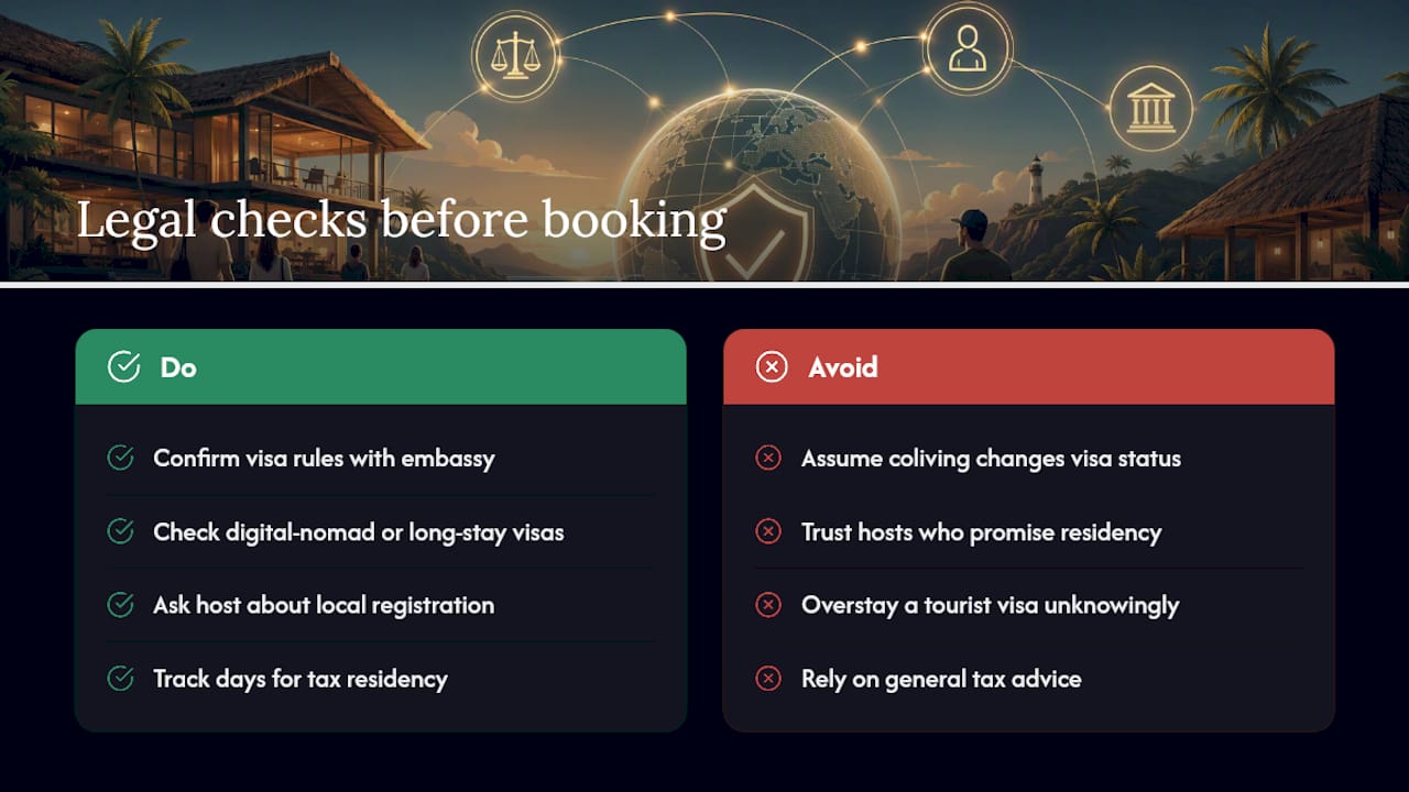 What Legal and Visa Rules Apply to Coliving Stays? — overview diagram