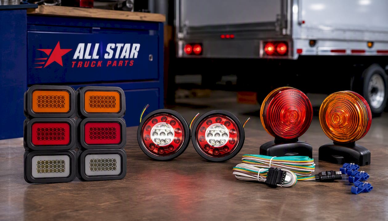 5x3 3x5 Inch Rectangle 42 LED Trailer Tail Light Kit DOT FMVSS 108 SAE I6 P2 Grommets/Plugs Submersible Stop Turn Tail Park Halo Signal CAB Lamp for Tow Truck 80" Wide Trailer 12V