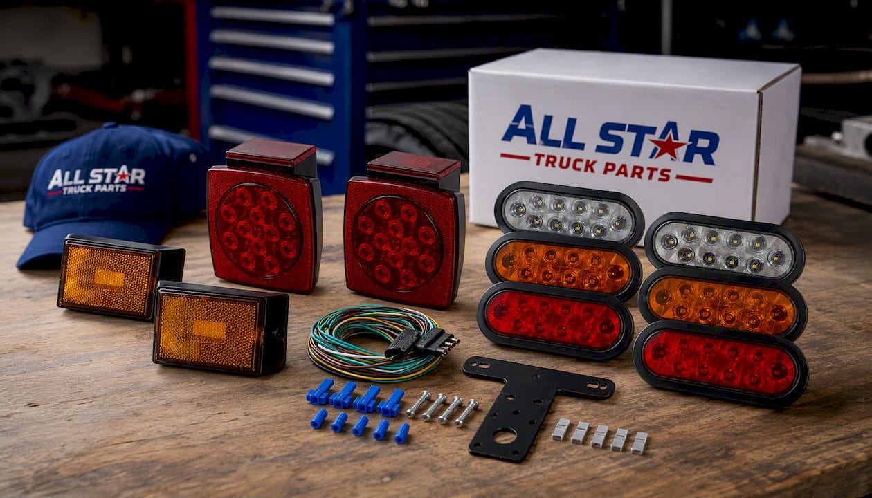5x3 3x5 Inch Rectangle 42 LED Trailer Tail Light Kit DOT FMVSS 108 SAE I6 P2 Grommets/Plugs Submersible Stop Turn Tail Park Halo Signal CAB Lamp for Tow Truck 80" Wide Trailer 12V