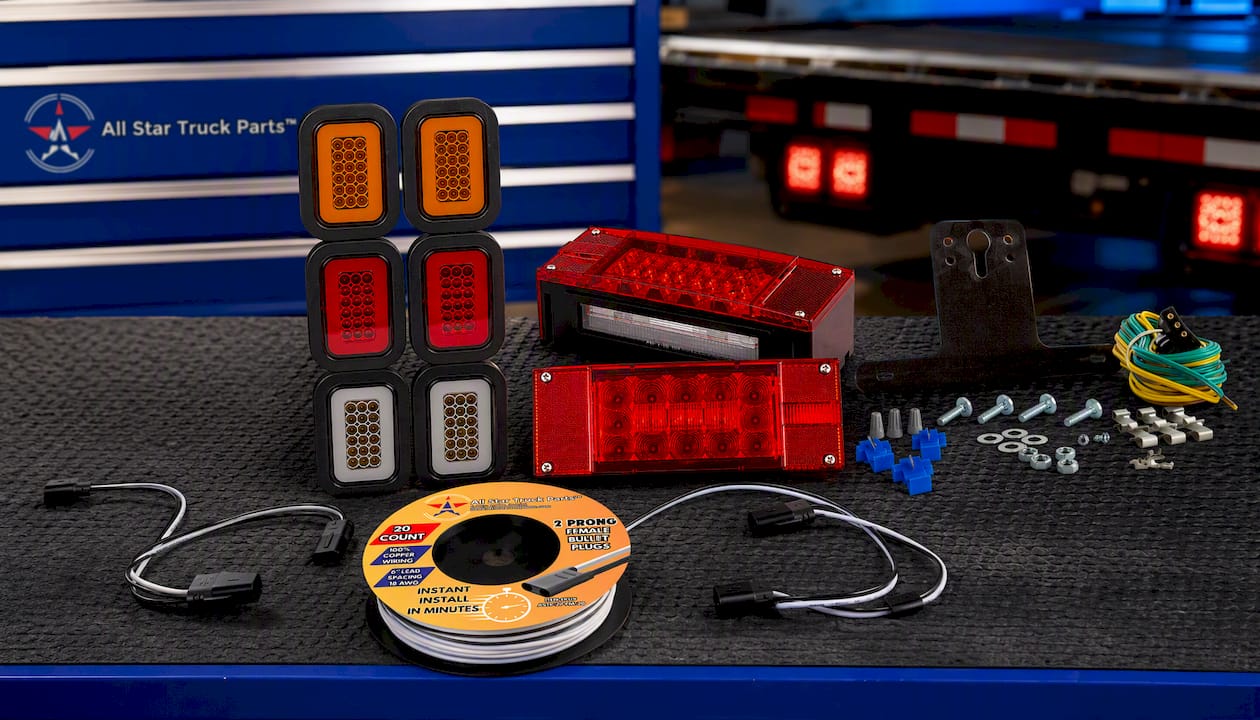 5x3 3x5 Inch Rectangle 42 LED Trailer Tail Light Kit DOT FMVSS 108 SAE I6 P2 Grommets/Plugs Submersible Stop Turn Tail Park Halo Signal CAB Lamp for Tow Truck 80" Wide Trailer 12V