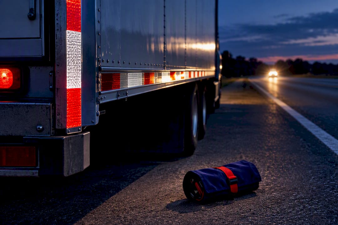 Reflective trailer sheeting catching headlights