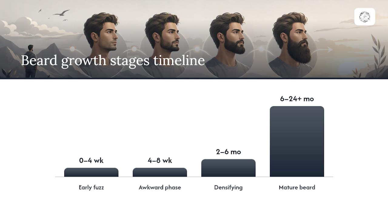 Beard growth timeline from weeks zero to eight