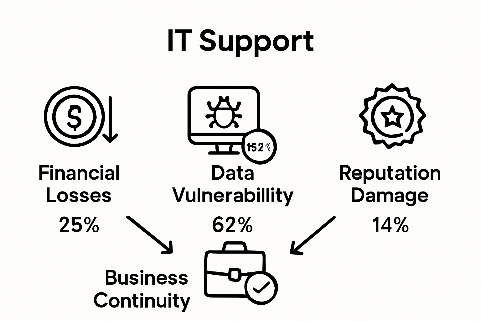 Infographic showing three main operational risks for SMEs and how IT support workflow reduces them
