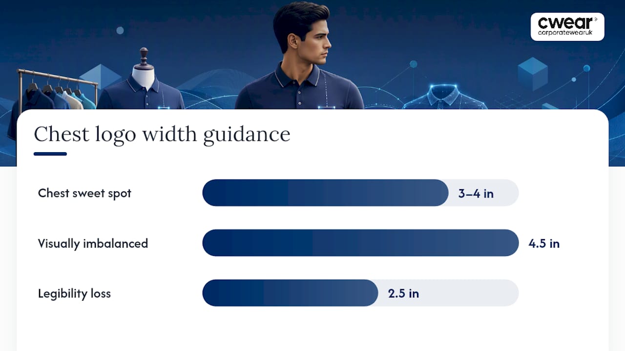 Chest logo width measurement thresholds