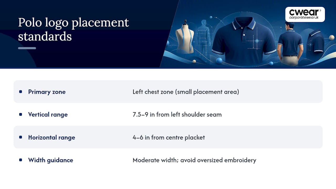 What is the industry standard for polo logo placement? — overview diagram