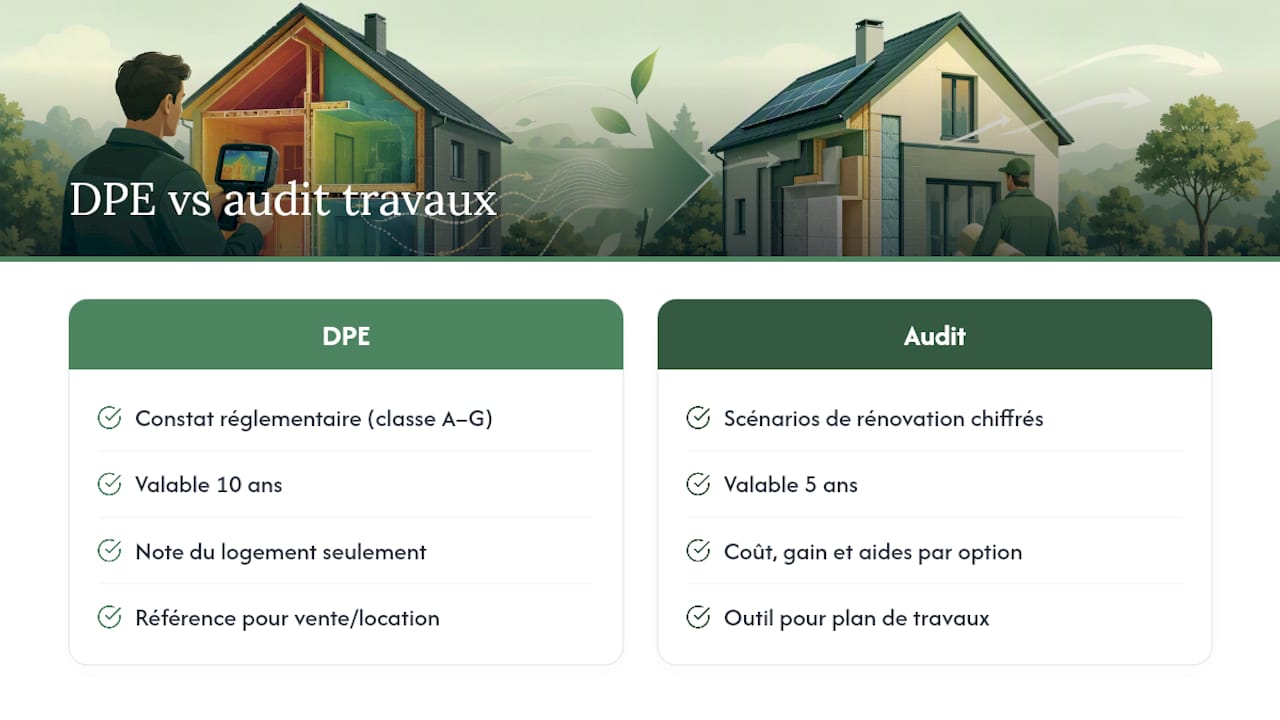 Comparaison entre le DPE et l'audit énergétique