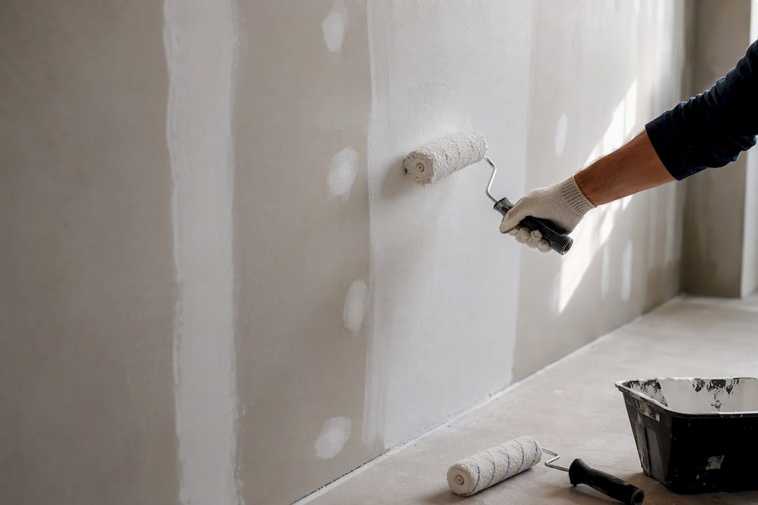 Application d'une sous-couche sur un mur poreux