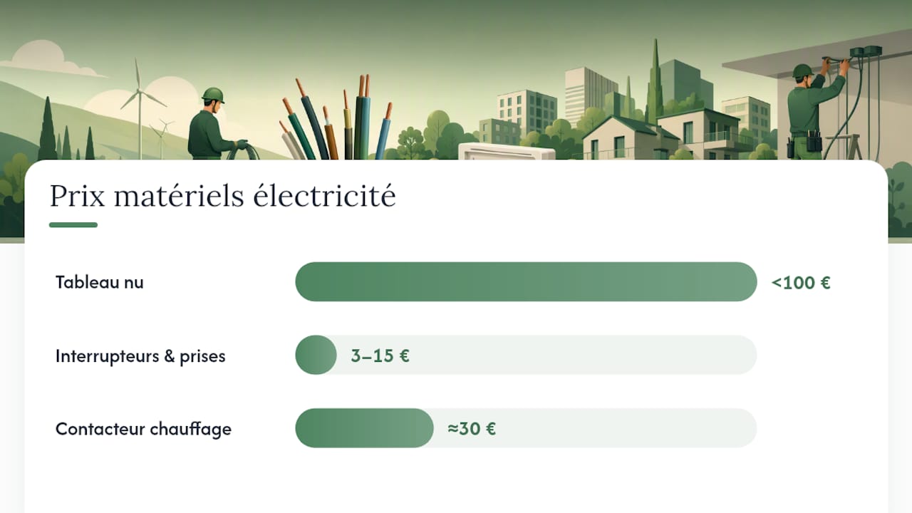 Prix matériaux électricité : câbles, disjoncteurs, tableaux et interrupteurs — overview diagram