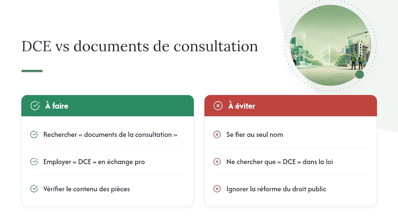 Définition juridique : DCE ou « documents de la consultation » ? — overview diagram