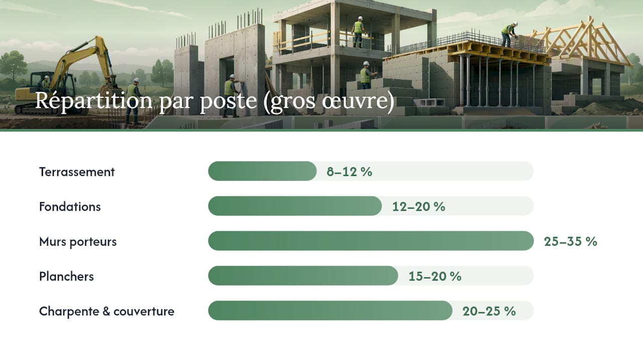 Quel est le prix du gros œuvre en 2026 par poste et au m² ? — overview diagram
