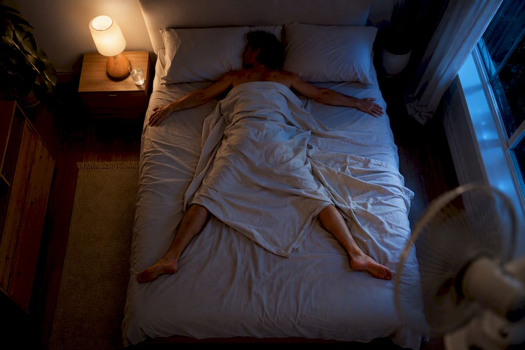 Overhead sleeper in airy starfish position