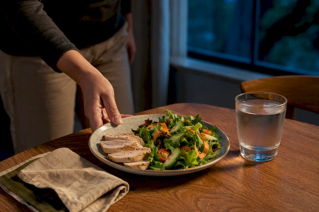 Light evening meal arranged for cooler sleep