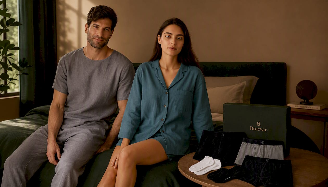 Men's Short-Sleeve Linen Sleepwear