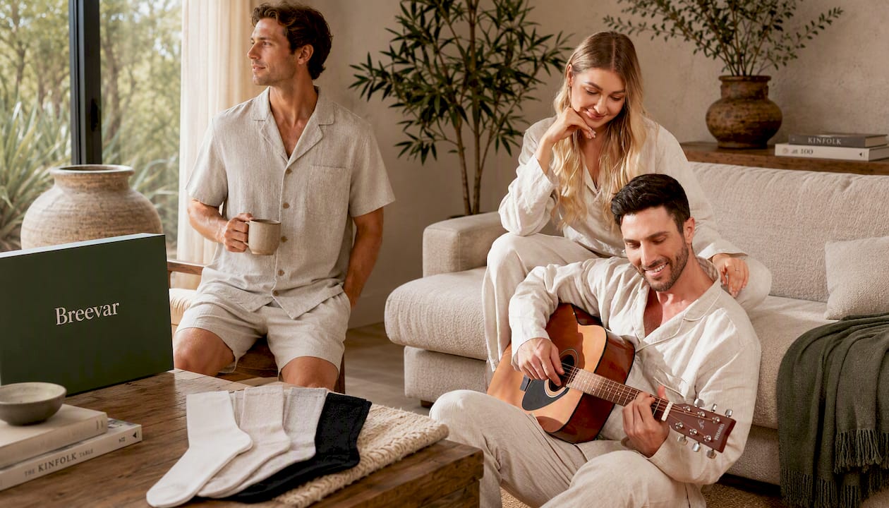 Men's Short-Sleeve Hemp Sleepwear Set