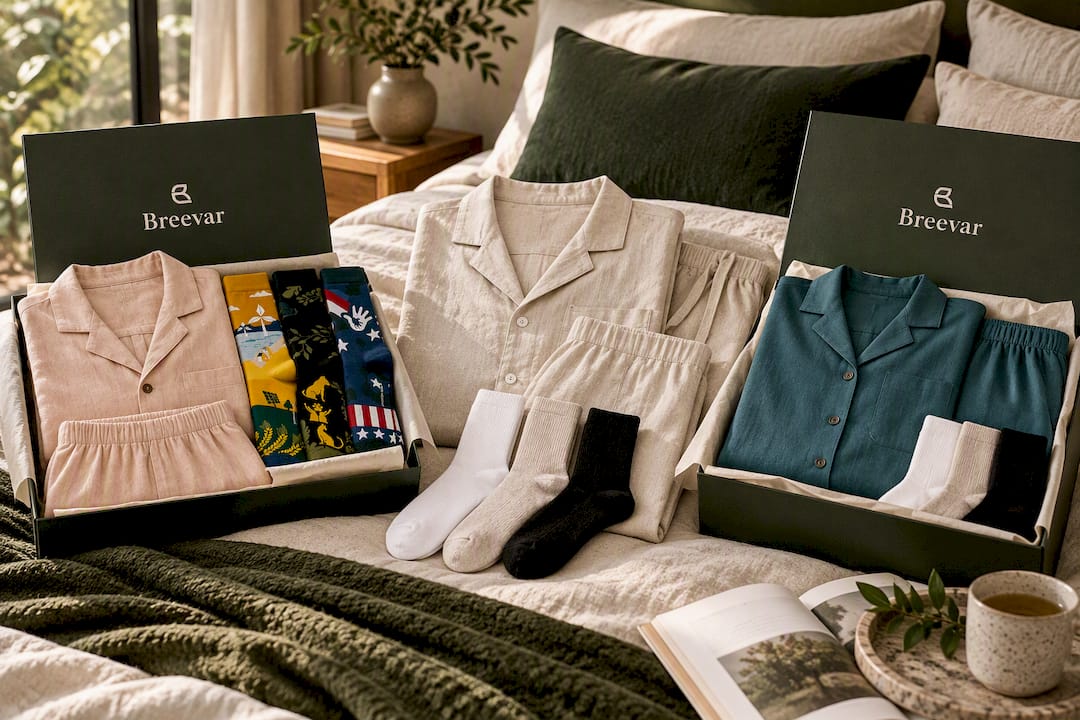 Women's Linen Everyday Luxury Gift Box with Linen Sleepwear & Subscription Socks