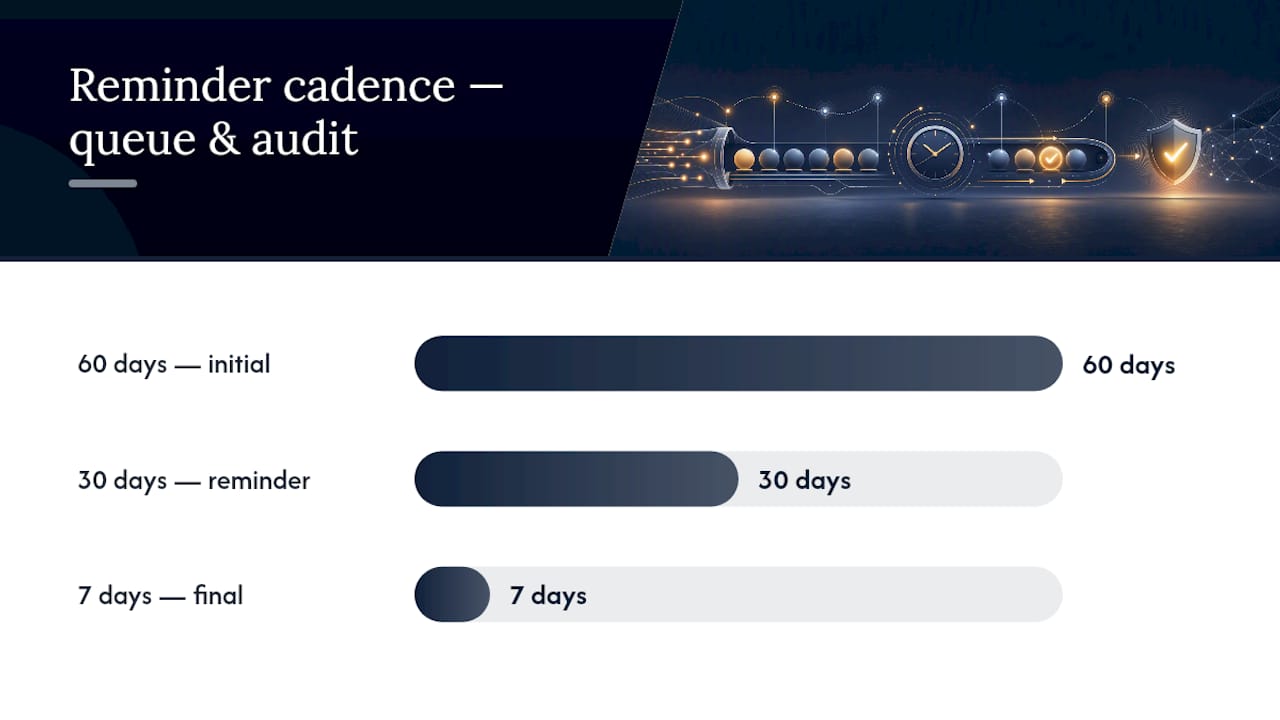 60 30 7-day compliance reminder timeline