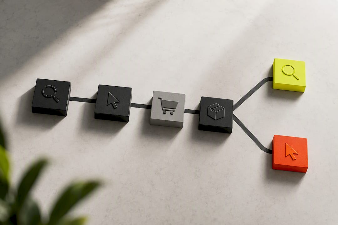 Illustration of two search attribution paths