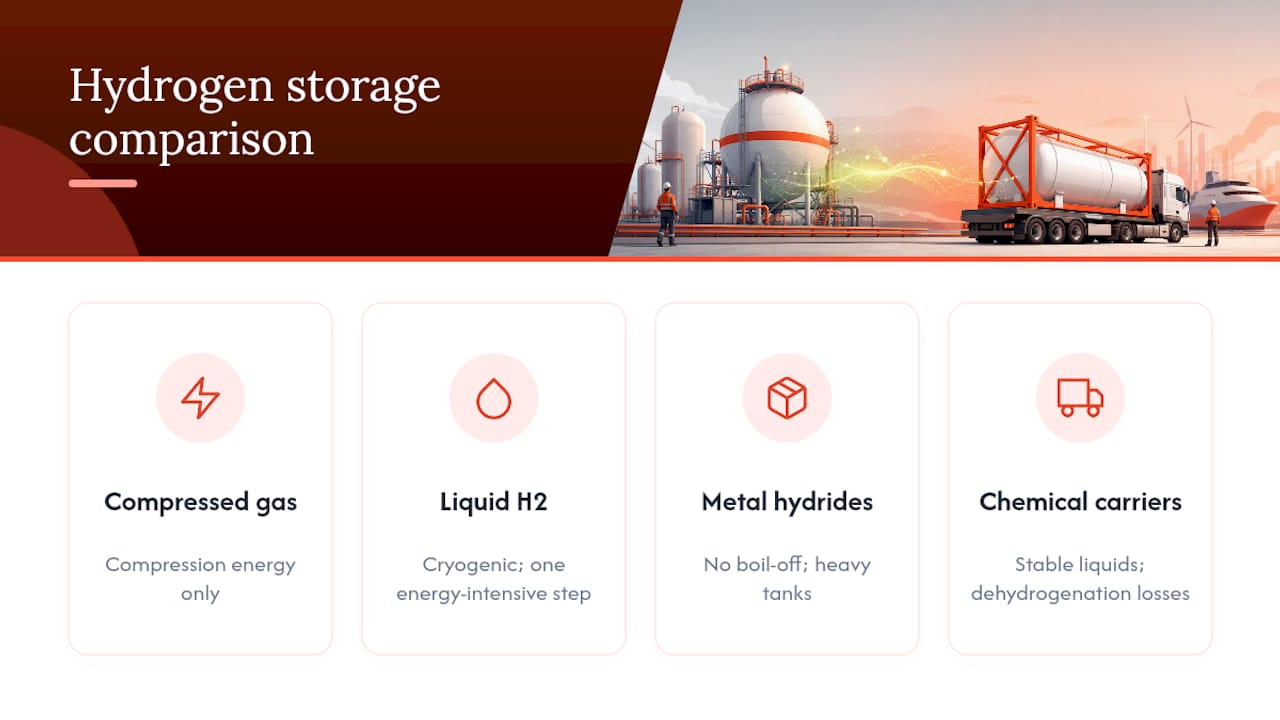 Comparison of four hydrogen storage pathways