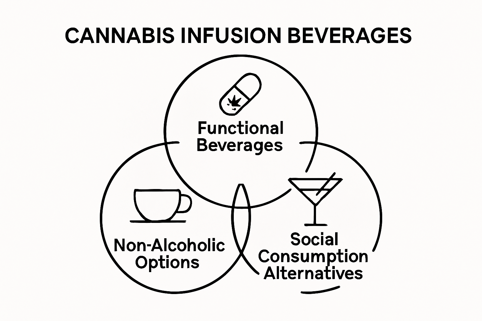Infographic comparing three types of cannabis infusion beverages