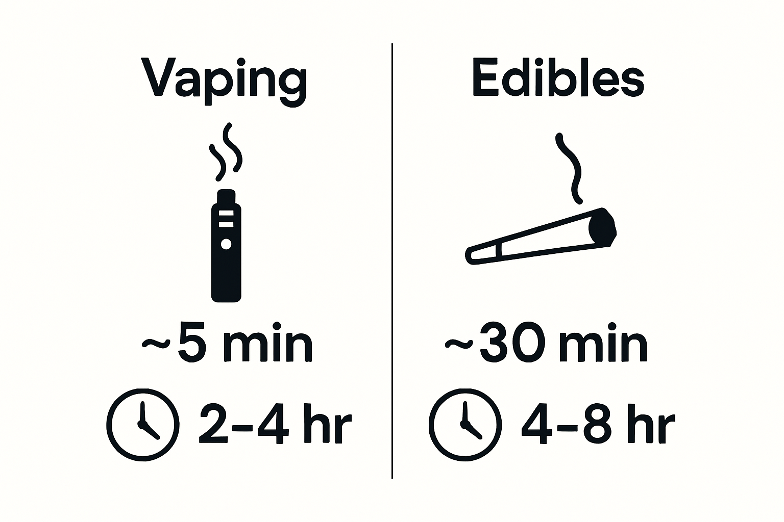 Infographic showing vape vs edible onset and duration