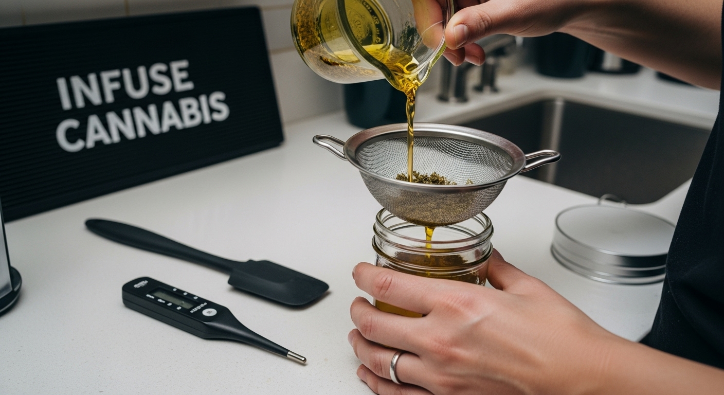 straining cannabis infusion