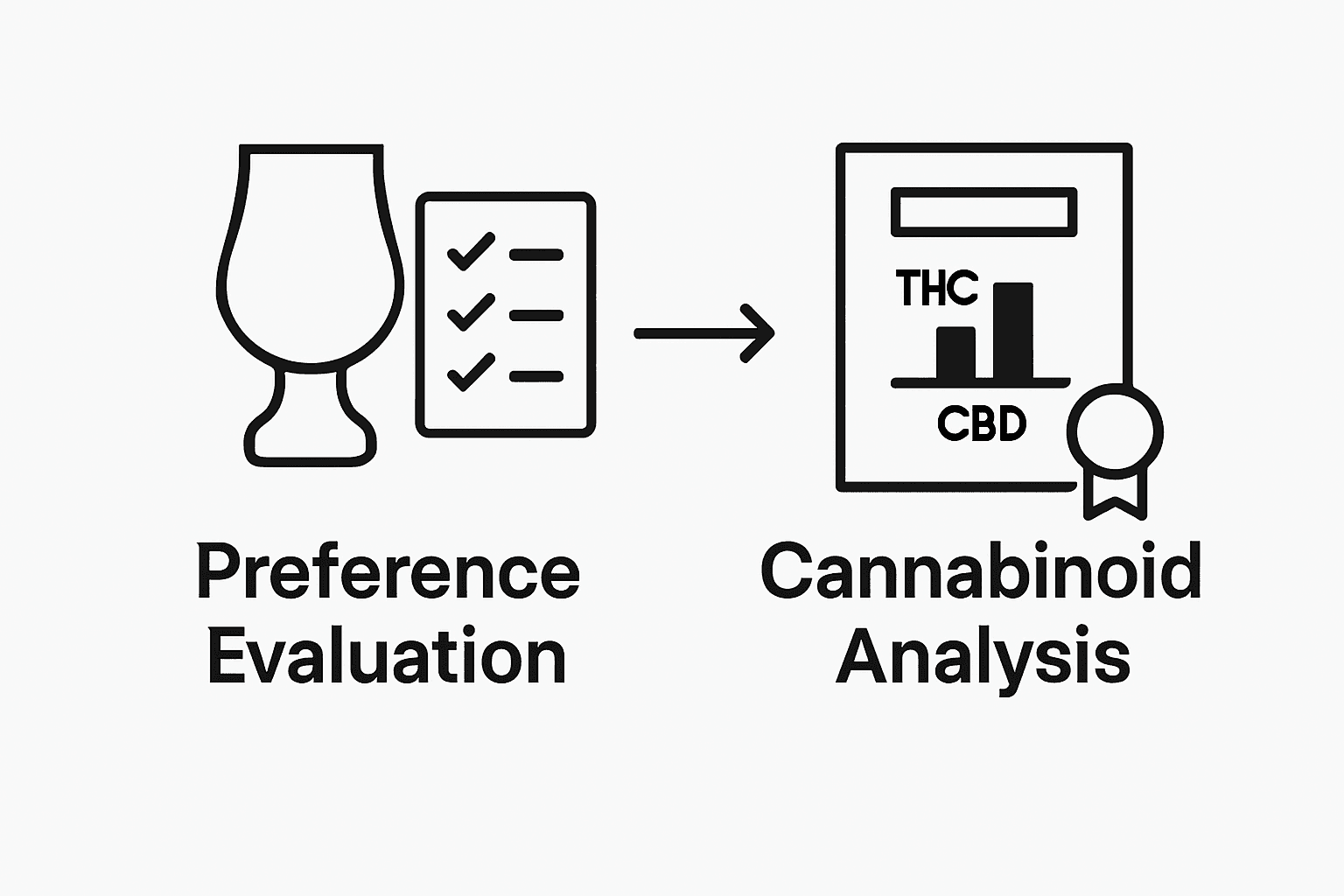 Simple diagram showing beverage tasting and lab analysis steps