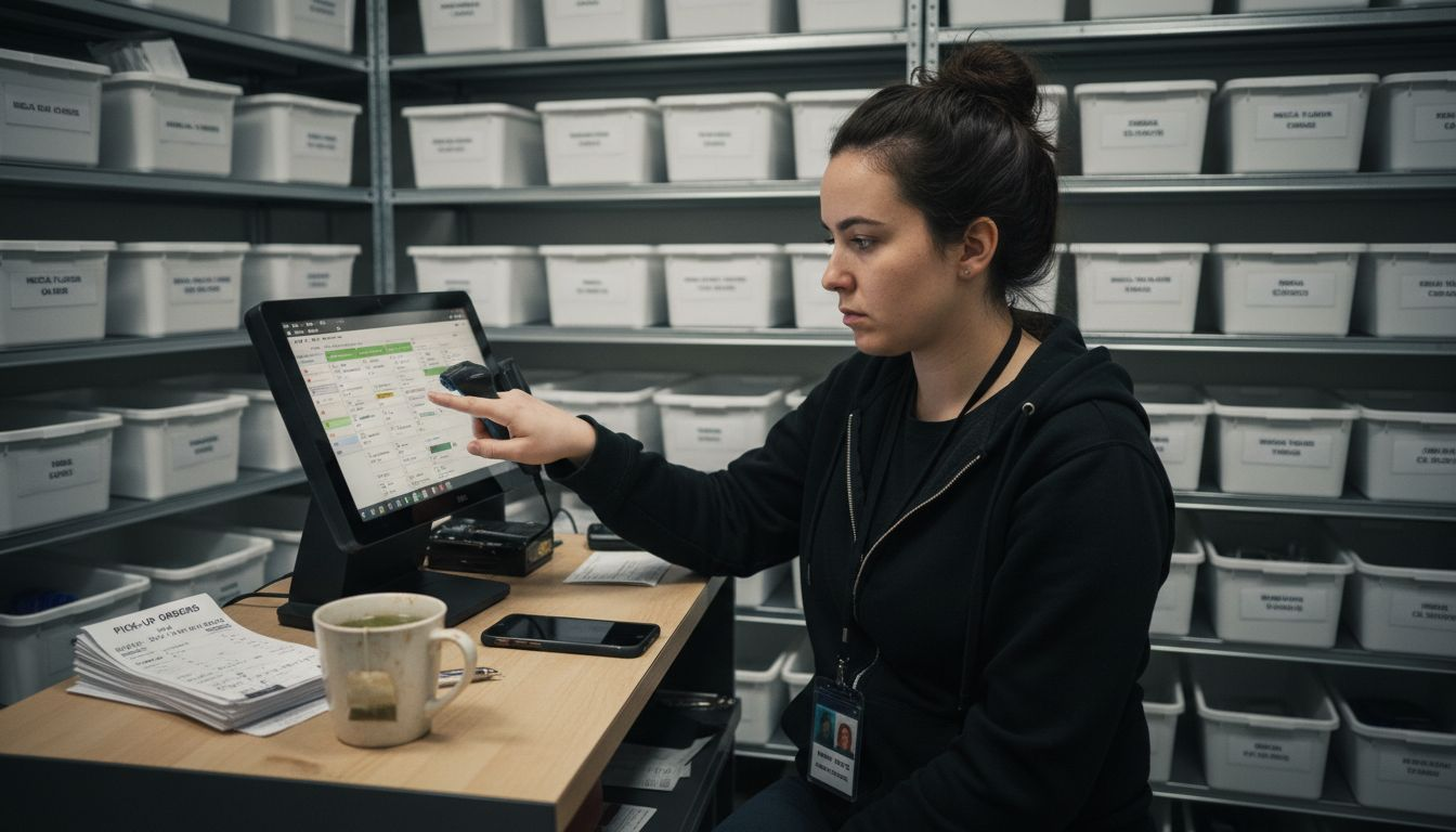 Staff scanning cannabis products into system