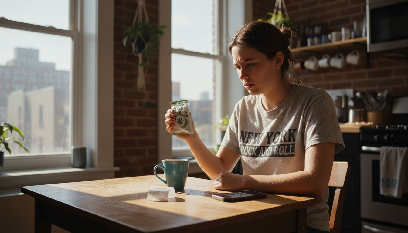 Woman timing cannabis edible effects