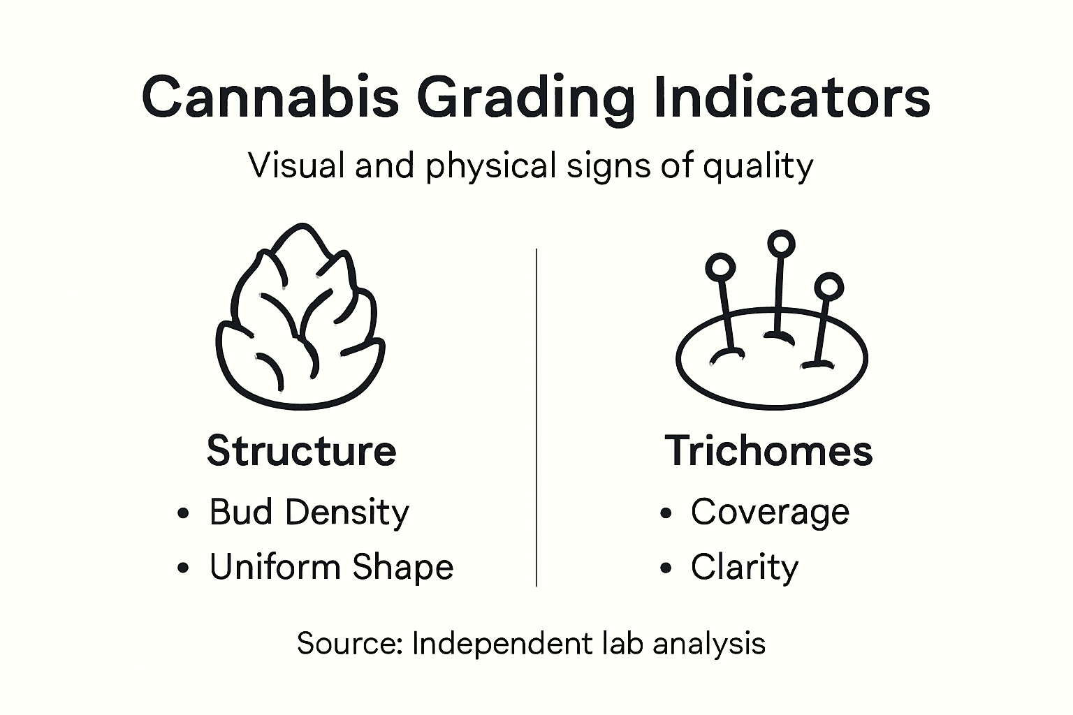 Infographic showing cannabis grading features
