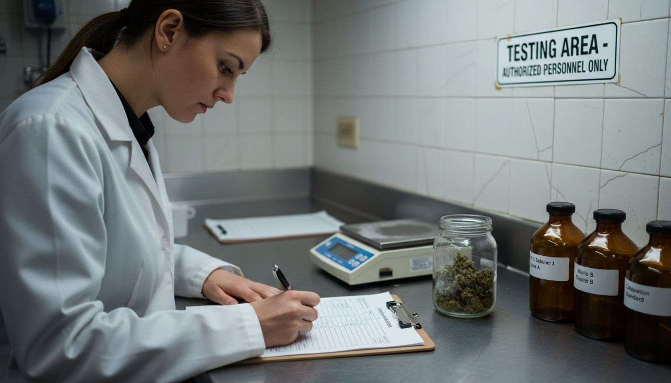 Lab technician testing cannabis sample