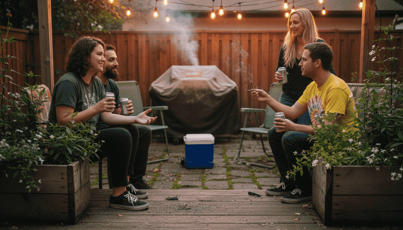 Group respecting choice of non-consumers outdoors