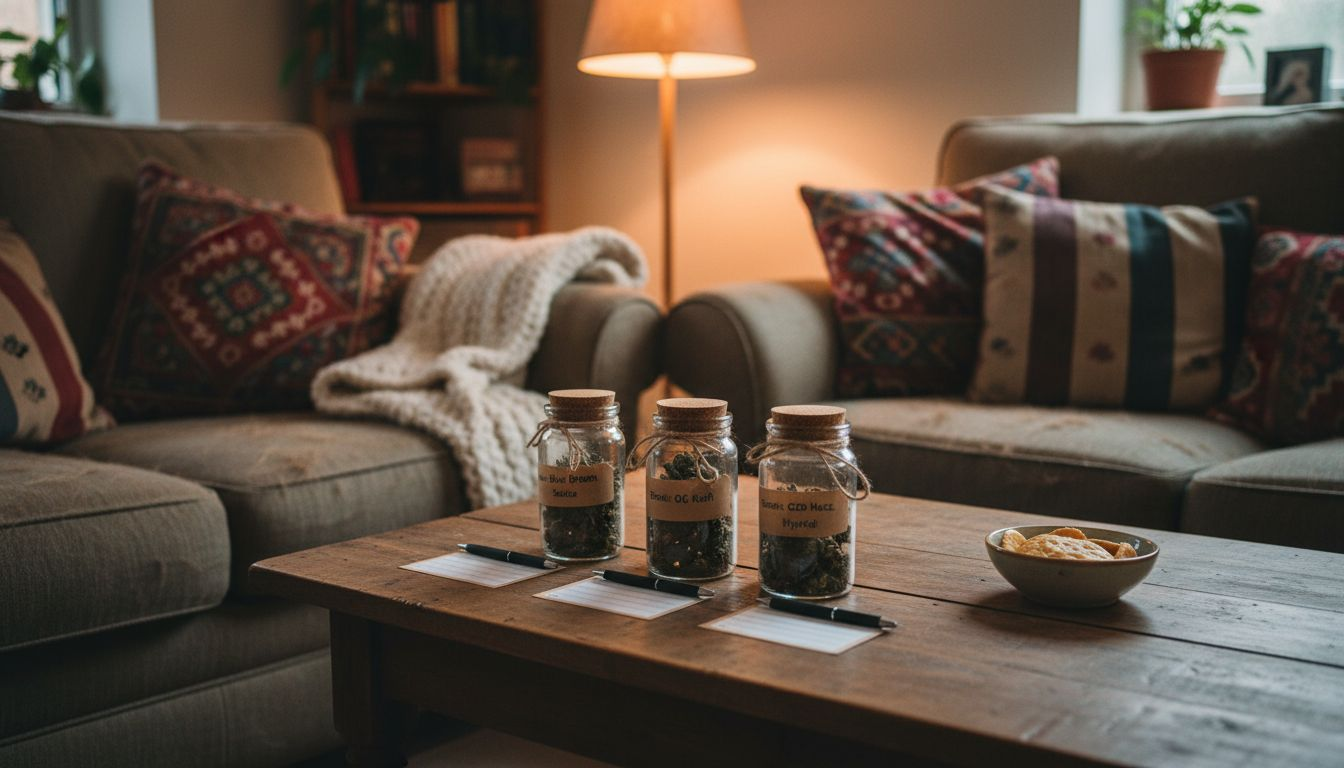 Cozy living room set for cannabis tasting