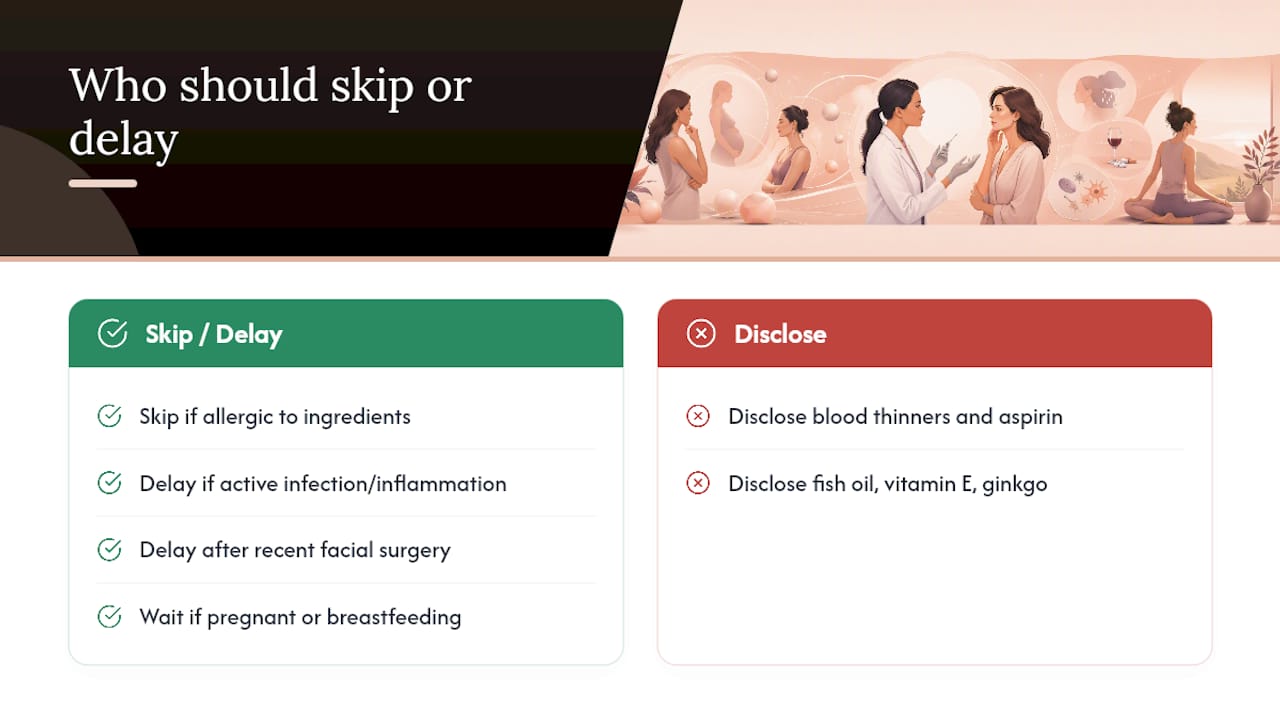 Botox situations requiring caution or delay