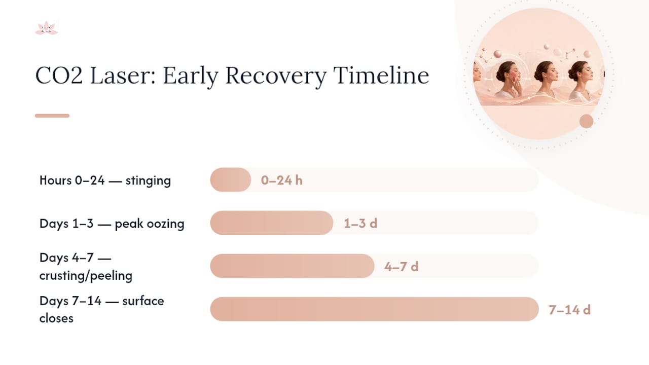 CO2 laser recovery stages from day one to fourteen