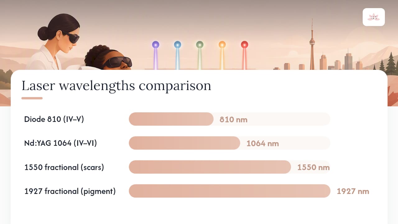 Laser wavelength comparison for darker skin
