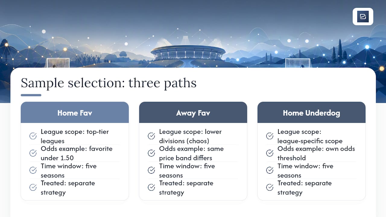 Three filtered soccer betting sample paths