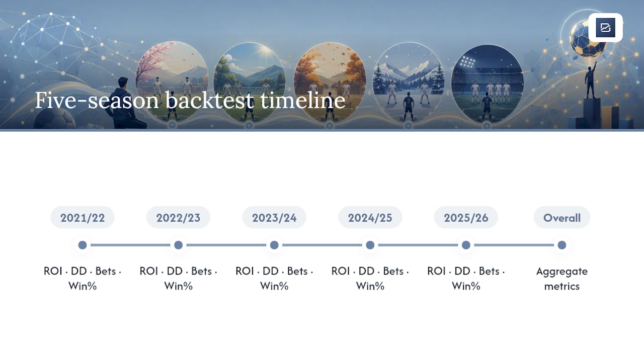 Five-season soccer underdog backtest comparison