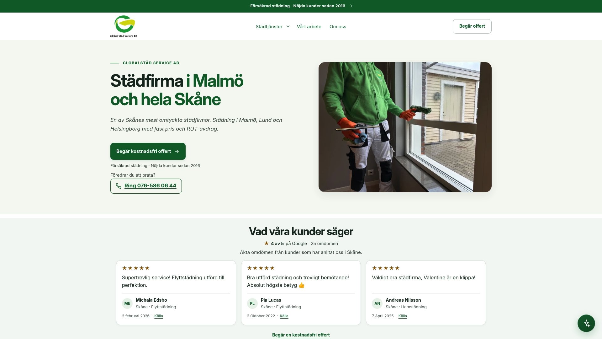 Globalstäd erbjuder hemstädning i Malmö och Skåne