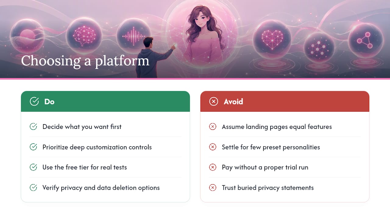 How Do You Choose Between AI Girlfriend Platforms? — overview diagram