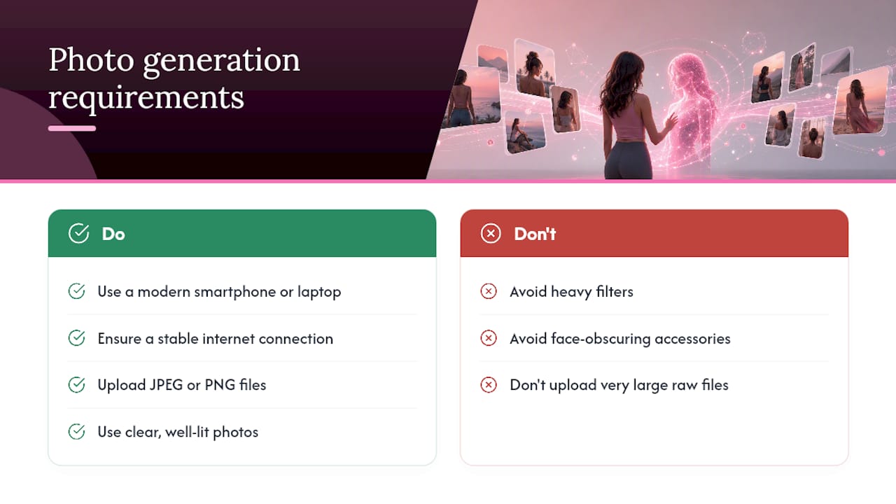Requirements for generating AI companion photos
