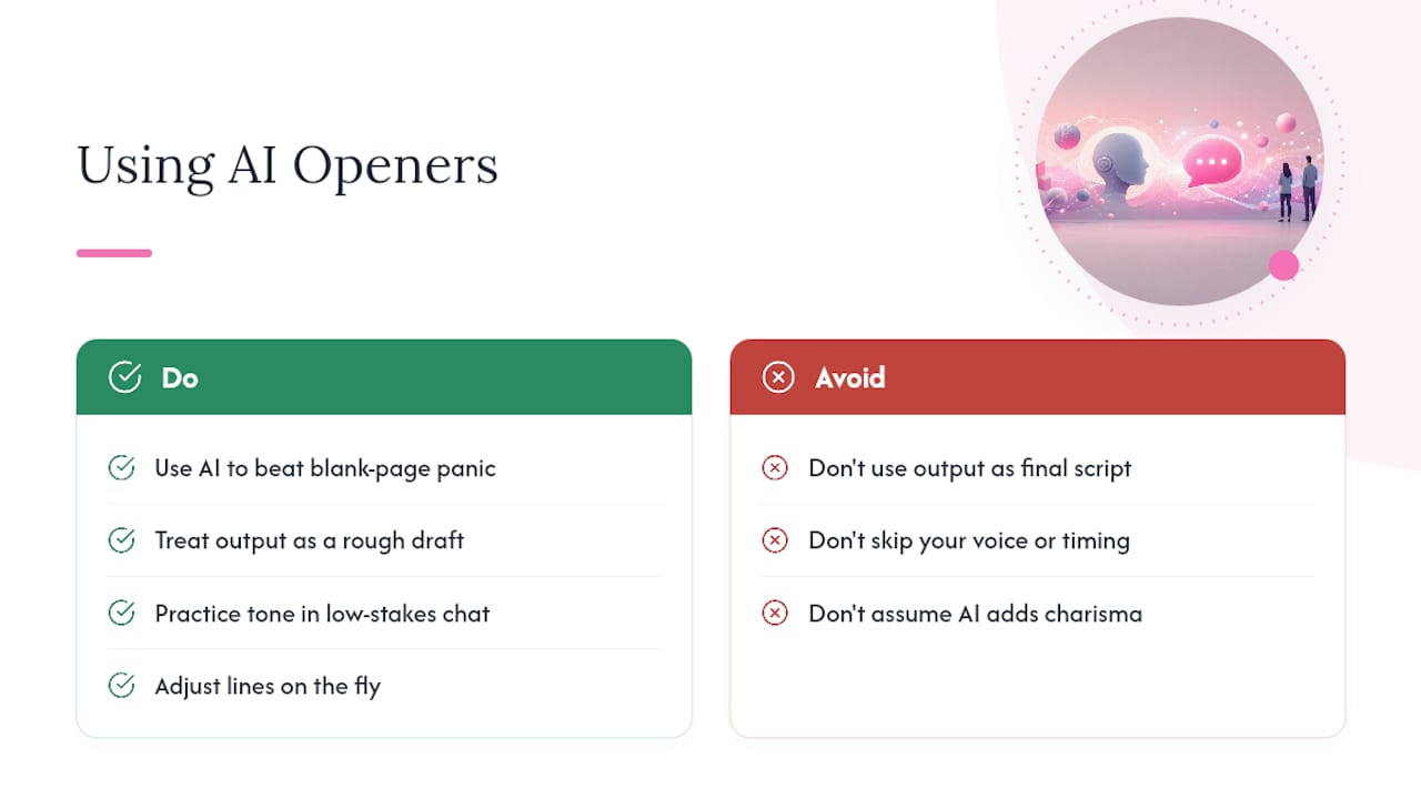 Why AI Openers Work Better as a Starting Point Than a Script — overview diagram