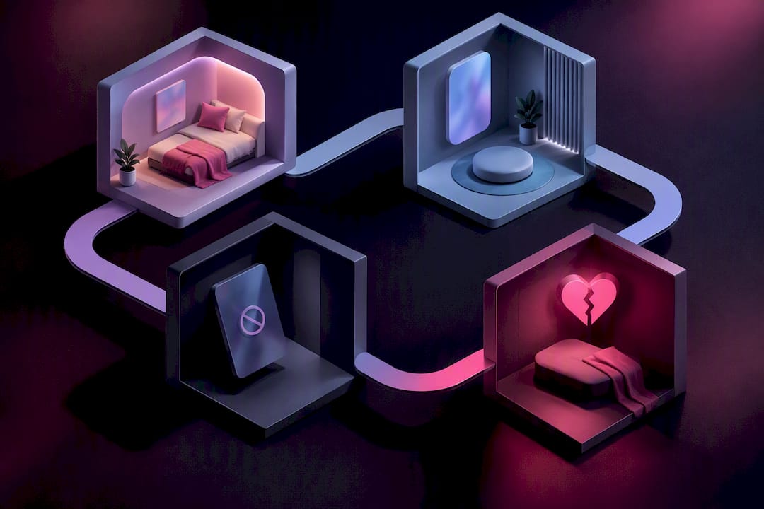 Illustrated cycle of AI attachment and distress