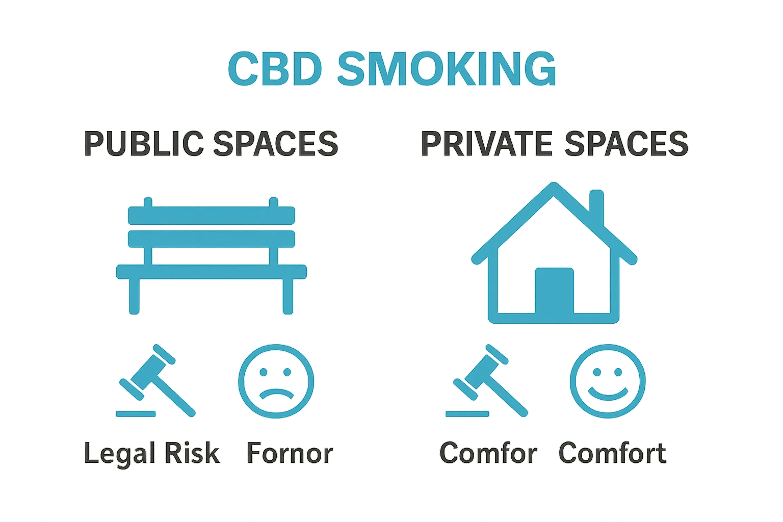 Infographic comparing public and private CBD smoking etiquette.