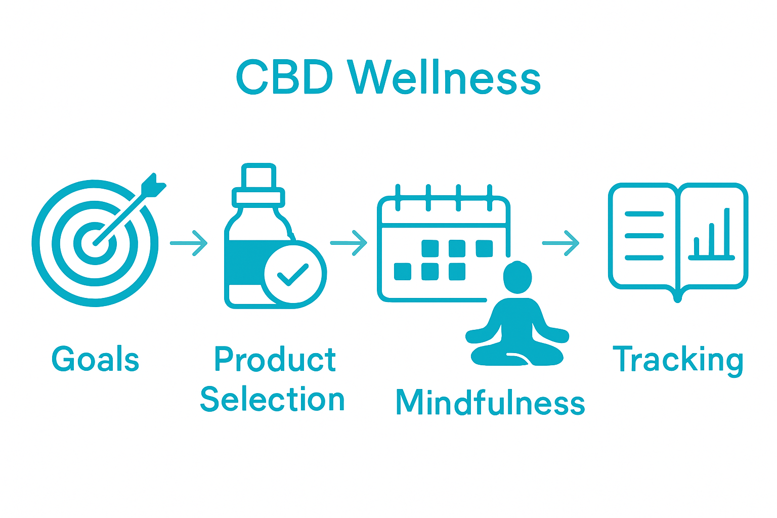 Infographic showing five steps of a CBD wellness regimen workflow